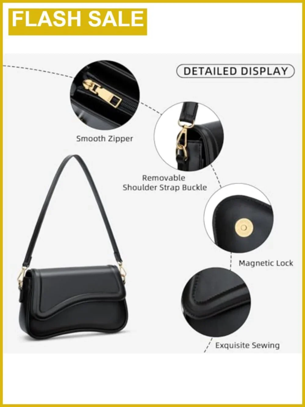 Women's Hobo Shoulder Bag Faux Leather Clutch Purse with Chain Strap